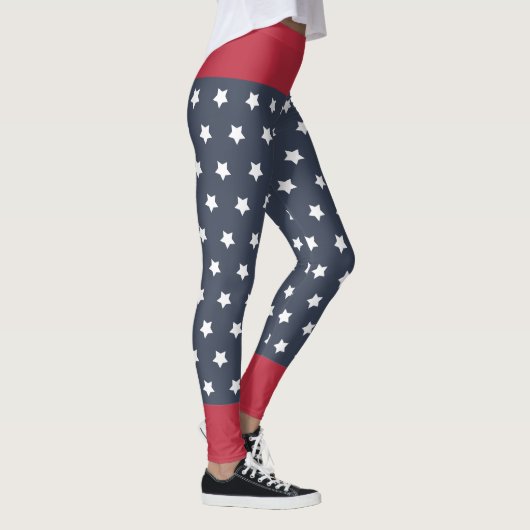 Rood, Wit en Blauw Patriottisch 4 juli Leggings (Rechts)