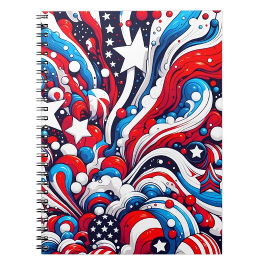 Rood, Wit en Blauw Patriottisch Abstract US Flag Notitieboek (Voorkant)