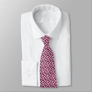 Rood, Wit en Blauw Patriottisch Amerika Geometrisc Stropdas