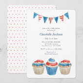 Rood, wit en blauw patriottisch Baby shower Kaart (Voorkant / Achterkant)