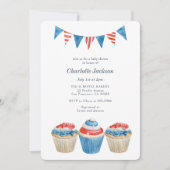 Rood, wit en blauw patriottisch Baby shower Kaart (Voorkant)