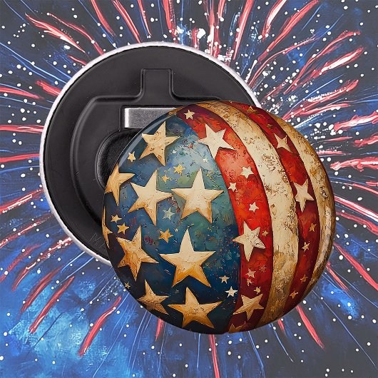 Rood wit en blauw patriottisch button flesopener