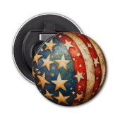 Rood wit en blauw patriottisch button flesopener (Voorkant)