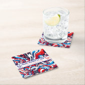 Rood, Wit en Blauw Patriottisch Gepersonaliseerd Kartonnen Onderzetters (Insitu)