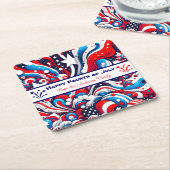 Rood, Wit en Blauw Patriottisch Gepersonaliseerd Kartonnen Onderzetters (Schuin)