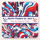 Rood, Wit en Blauw Patriottisch Gepersonaliseerd Kartonnen Onderzetters (Voorkant)