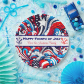 Rood, Wit en Blauw Patriottisch Gepersonaliseerd Papieren Bordje (Feest)