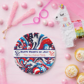 Rood, Wit en Blauw Patriottisch Gepersonaliseerd Papieren Bordje (Feest)