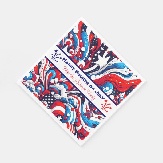 Rood, Wit en Blauw Patriottisch Gepersonaliseerd Servet (Hoek)