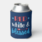 Rood Wit en Blauw Patriottisch Gezegend 4 juli Blikjeskoeler (Blikje Voorkant)