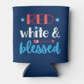 Rood Wit en Blauw Patriottisch Gezegend 4 juli Blikjeskoeler (Voorkant)