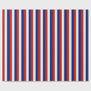 Rood Wit en Blauw Patriottisch Gradiënt Strepen Cadeaupapier