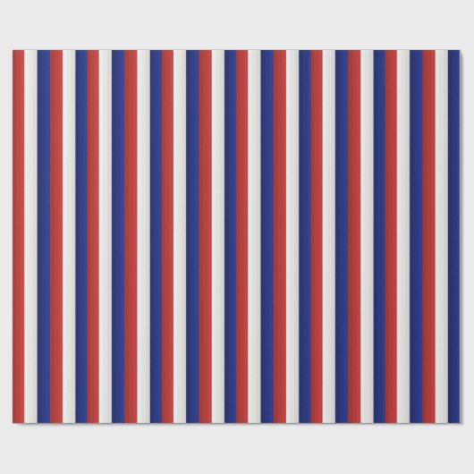 Rood Wit en Blauw Patriottisch Gradiënt Strepen Cadeaupapier (Vlak)
