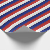 Rood Wit en Blauw Patriottisch Gradiënt Strepen Cadeaupapier (Hoek)