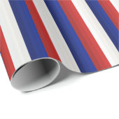 Rood Wit en Blauw Patriottisch Gradiënt Strepen Cadeaupapier (Rol Hoek)