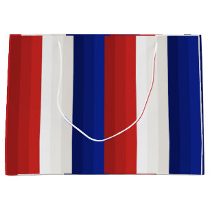 Rood Wit en Blauw Patriottisch Gradiënt Strepen Groot Cadeauzakje