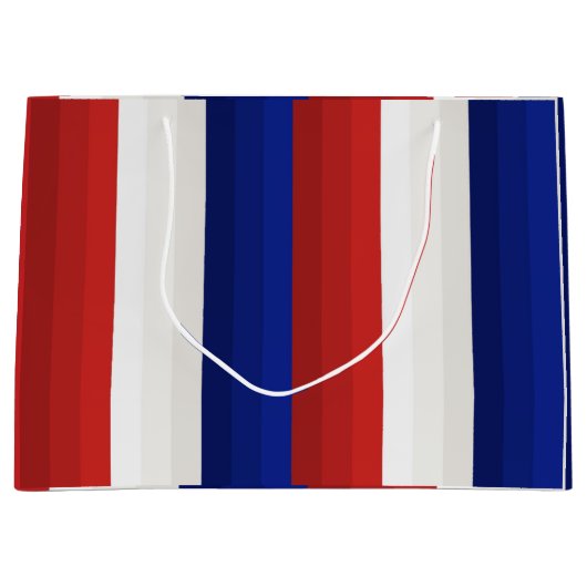 Rood Wit en Blauw Patriottisch Gradiënt Strepen Groot Cadeauzakje (Voorkant)