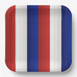 Rood Wit en Blauw Patriottisch Gradiënt Strepen Papieren Bordje