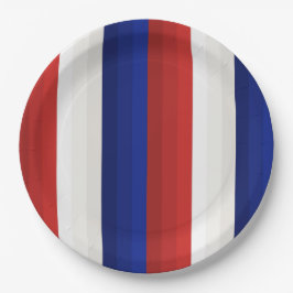 Rood Wit en Blauw Patriottisch Gradiënt Strepen Papieren Bordje