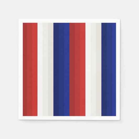 Rood Wit en Blauw Patriottisch Gradiënt Strepen Servet (Voorkant)