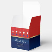 Rood, wit en blauw patriottisch huwelijk bedankdoosjes (Geopend)
