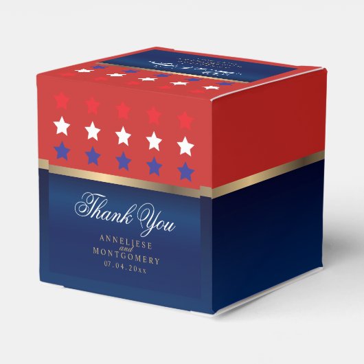 Rood, wit en blauw patriottisch huwelijk bedankdoosjes (Achterkant)