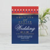 Rood, wit en blauw patriottisch huwelijk kaart (Staand voorkant)