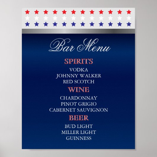 Rood, wit en blauw patriottisch huwelijk - Menu Ba Poster (Voorkant)