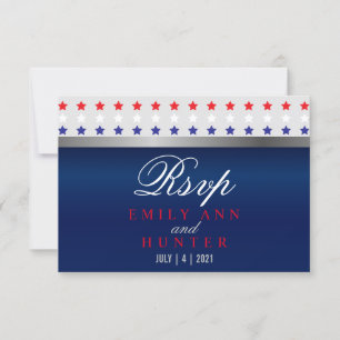 Rood, wit en blauw patriottisch Star Weddenschap RSVP Kaartje