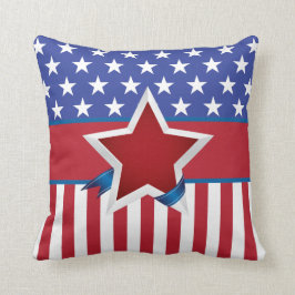 Rood Wit en Blauw Patriottisch Sterpatroon Kussen