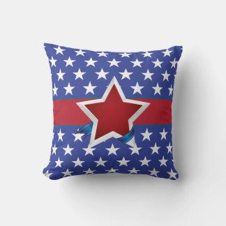 Rood Wit en Blauw Patriottisch Sterpatroon Kussen