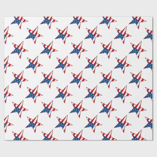 Rood wit en blauw patriottisch strookpapier cadeaupapier (Vlak)