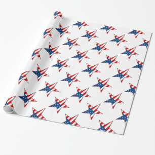 Rood wit en blauw patriottisch strookpapier cadeaupapier