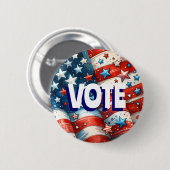 Rood, Wit en Blauw Patriottisch US Flag Stemming Ronde Button 5,7 Cm (Voorkant /achterkant)