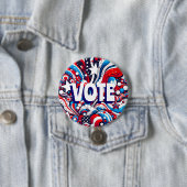 Rood, Wit en Blauw Patriottisch US Flag Stemming Ronde Button 7,6 Cm (In situ)