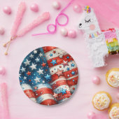 Rood, Wit en Blauw Patriottisch Vierde van Juli Fe Papieren Bordje (Feest)