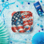 Rood, Wit en Blauw Patriottisch Vierde van Juli Fe Papieren Bordje (Feest)