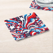 Rood, Wit en Blauw Patriottisch Vierde van juli Kartonnen Onderzetters (Schuin)