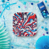 Rood, Wit en Blauw Patriottisch Vierde van juli Papieren Bordje (Feest)