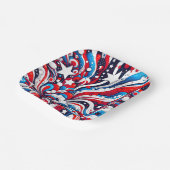 Rood, Wit en Blauw Patriottisch Vierde van juli Papieren Bordje (Gebogen)
