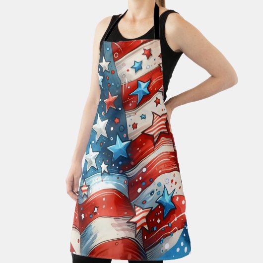 Rood, Wit en Blauw Patriottisch Vierde van juli Schort (Insitu)