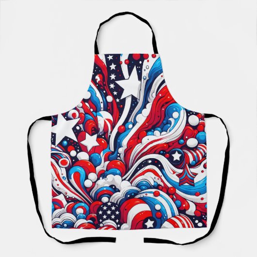 Rood, Wit en Blauw Patriottisch Vierde van juli Schort (Voorkant)