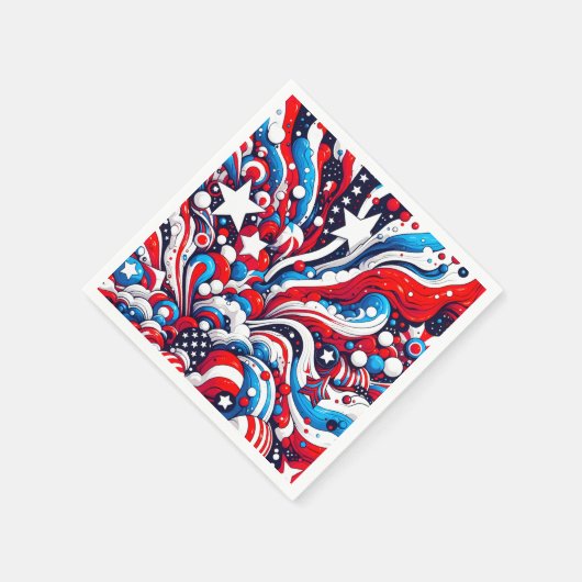 Rood, Wit en Blauw Patriottisch Vierde van juli Servet (Hoek)