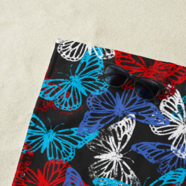 Rood Wit en Blauw Patriottisch Vlinderpatroon Strandlaken