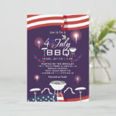 Rood Wit en Blauw Patriottisch Vuurwerk 4 juli Kaart (Staand voorkant)