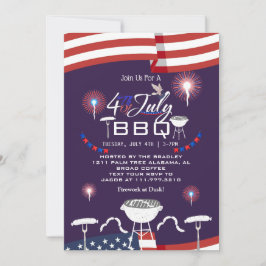 Rood Wit en Blauw Patriottisch Vuurwerk 4 juli Kaart