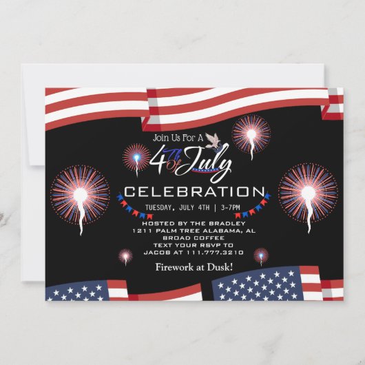 Rood Wit en Blauw Patriottisch Vuurwerk 4 juli Kaart (Voorkant)