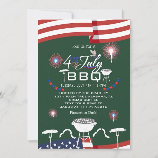 Rood Wit en Blauw Patriottisch Vuurwerk 4 juli Kaart (Voorkant)