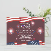 Rood Wit en Blauw Patriottisch Vuurwerk 4 juli Kaart (Staand voorkant)