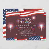 Rood Wit en Blauw Patriottisch Vuurwerk 4 juli Kaart (Voorkant / Achterkant)